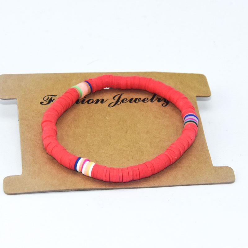 Handmade Ethnic Style Mixed Color Polymer Clay Bracelet - 6mm Elastic Cord