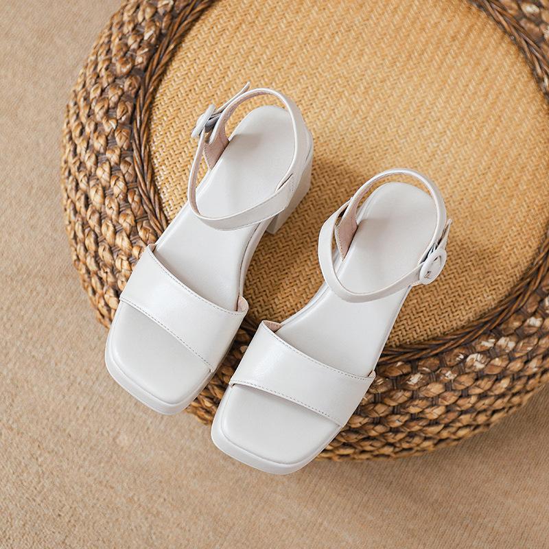 

Новые сандалии с квадратным носком и толстым каблуком, женские в ретро-стиле, с перемычкой, с открытым носком, на платформе, на высоком каблуке 38