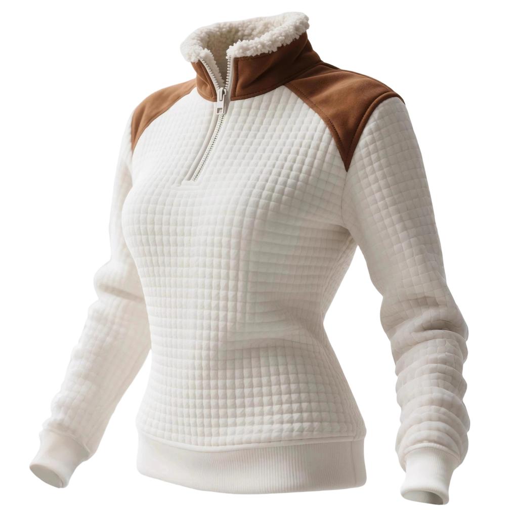 Ladies' Retro Western Contrasting Stand Up Collar Casual Hoodie Top