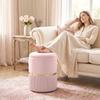 Pouf Ottoman Footrest Storage Box In Corduroy Velvet 36 X 36 X 44 Cm For Living Room Bedroom Pink