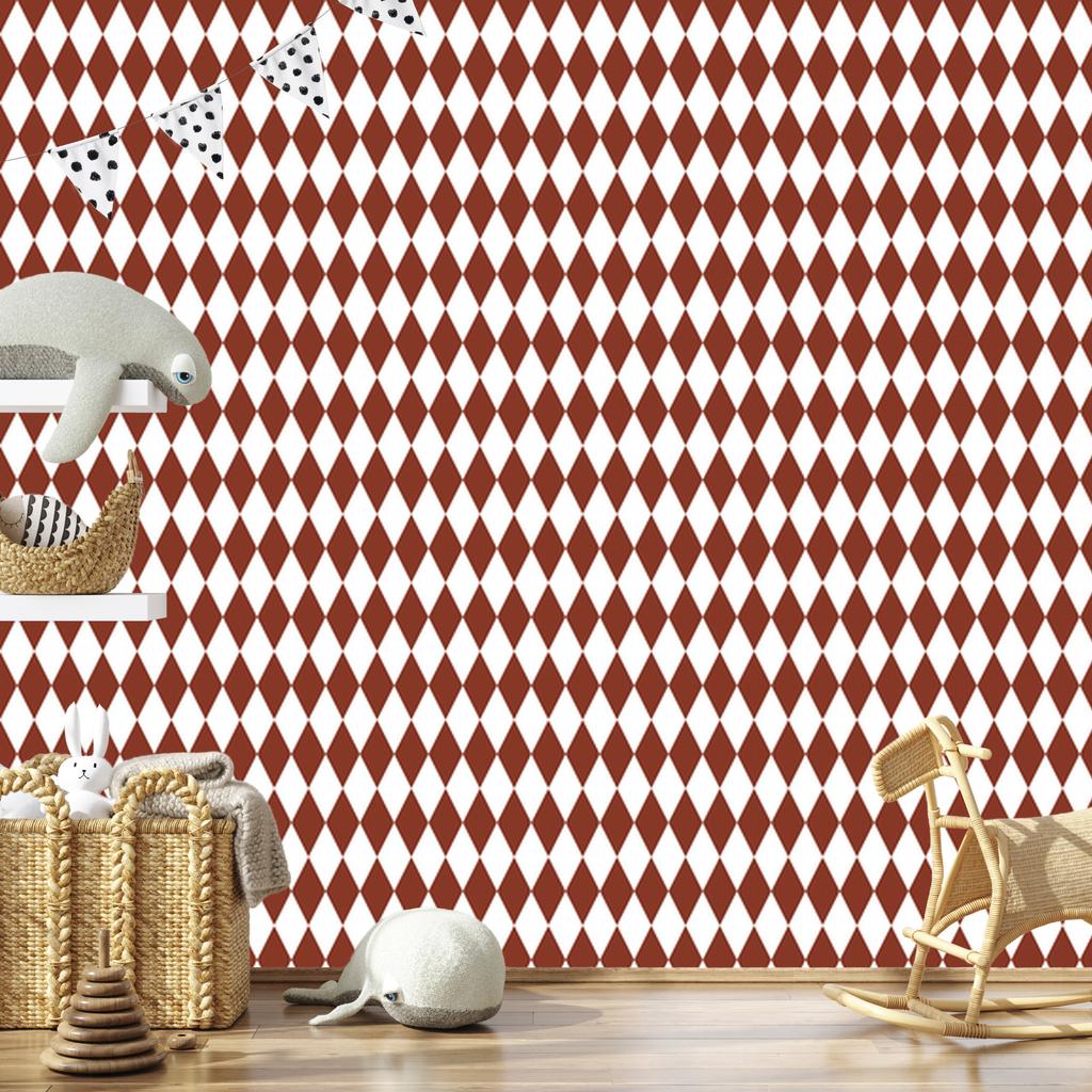 Harlequin Diamonds Wallpaper Red and White for Living Room and Bedroom 50x1000
