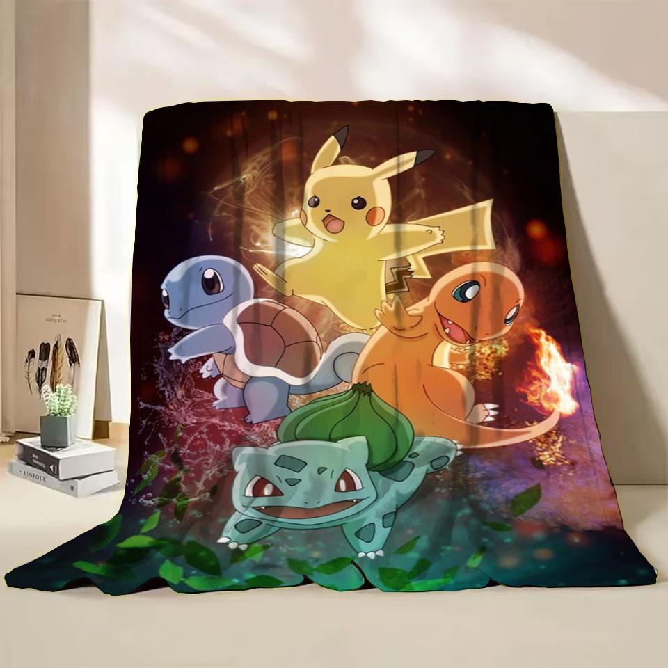 Pokemon Bulbasaur Flannel Throw Blanket for Bed Sofa Home Bedroom Office Travel Children's Cover Blankets Kids Winter Warm Gifts