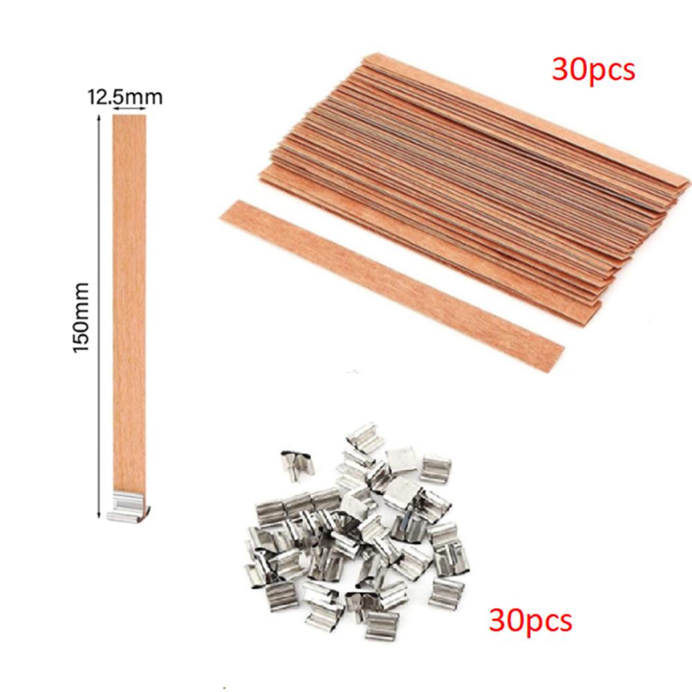 Craft Tool Smokeless Core Candle Core Making Supplies With Square Base Wood 30pcs/Set Accessories Candle Making