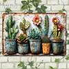 Rustic Boho Farmhouse Garden Art: High-Quality Durable Metal 2D Flat Succulent Plant Sign – Timeless Outdoor Decor