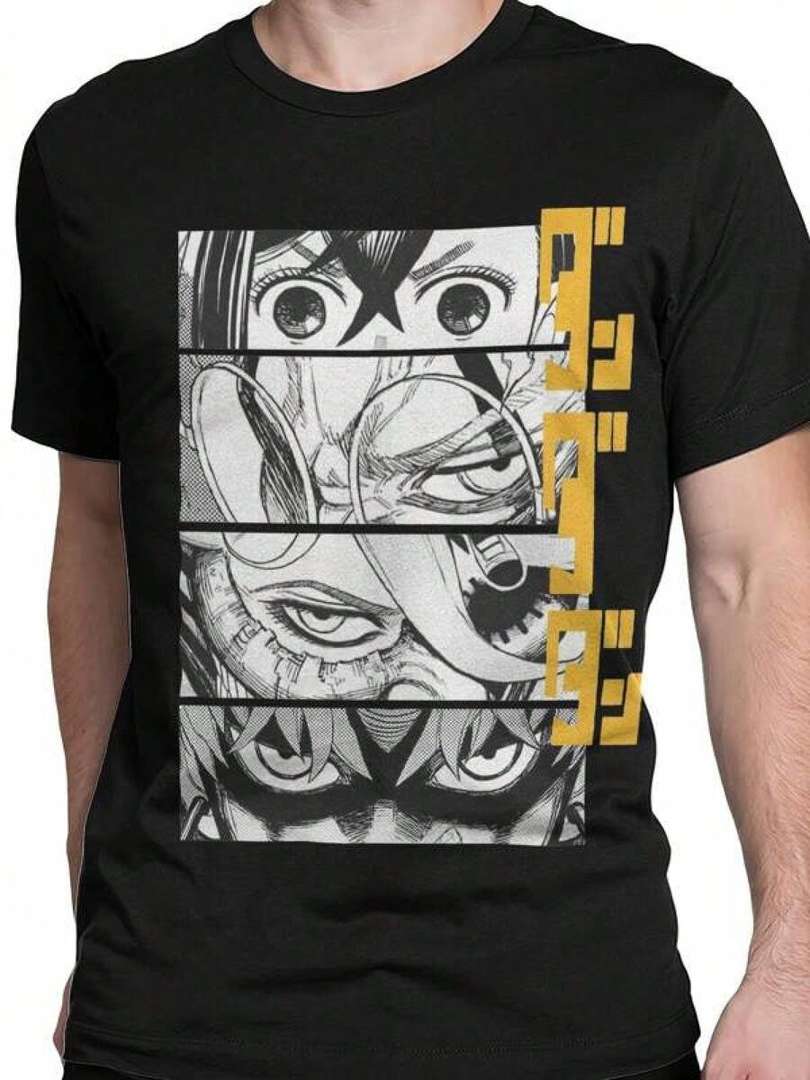 Short Sleeved Single-Sided Printed T-Shirt Dandadan Anime Eyes Graphic Men s Summer Casual T-Shirt S разноцветный