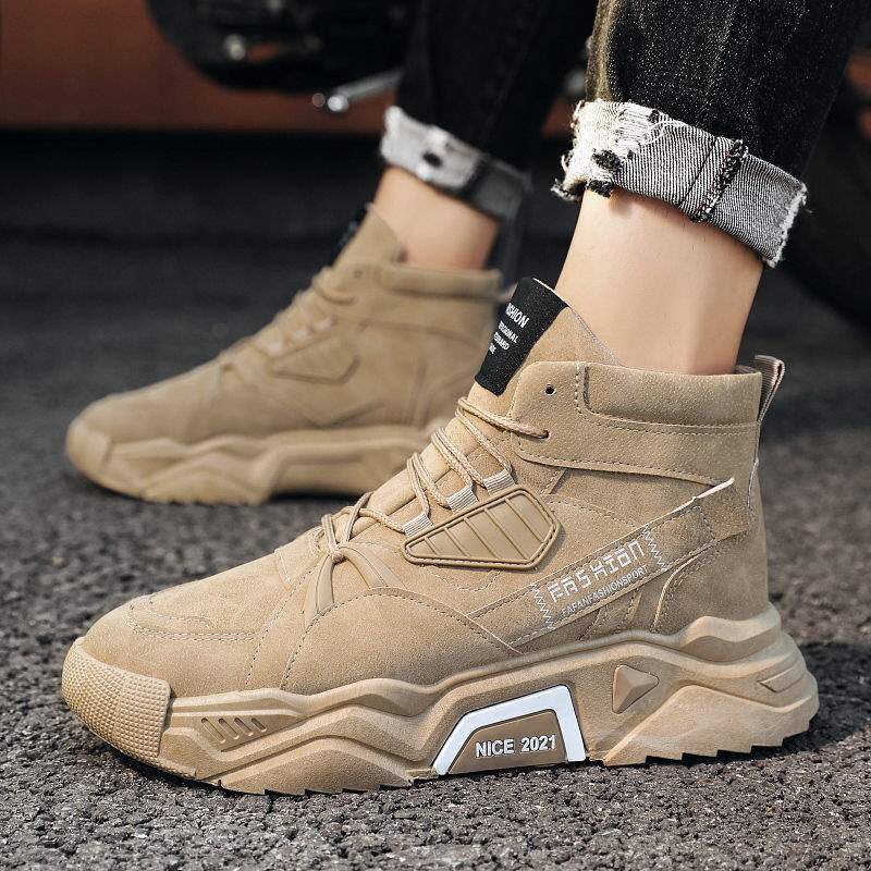 Autumn New Martin Boots Men's Casual High-top Men's Shoes Korean Version Trendy Versatile Winter Velvet Snow Tooling Boots