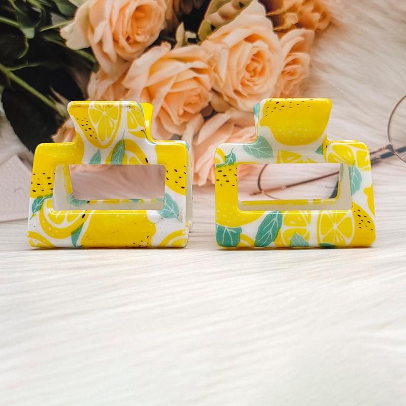 Clips de Păr Geometrie Galben Lămâie Drăguț Pentru Femei Gheară Mare de Păr cu Imprimeu Fructe Bentiță Elegantă Accesorii de Păr de Vară
