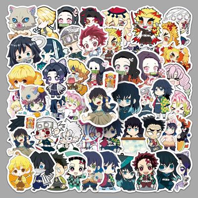 50 Stück Chibi Demon Slayer Anime Aufkleber Wasserdichte Decals Für Handyhülle Notizbuch Tagebuch Scrapbook DIY Dekoration Für Anime-Fans