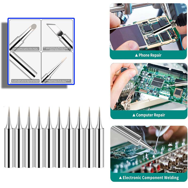 1Pack Solder Soldering Iron Tips Standard Size Accessories Electrical 900M-T-SK,900M-T-0.8D,  , 900M-T-1C, 900M-T-I