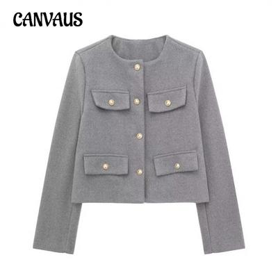 Autumn Women's Street Fashion Casual Flap Trim Short Jacket
