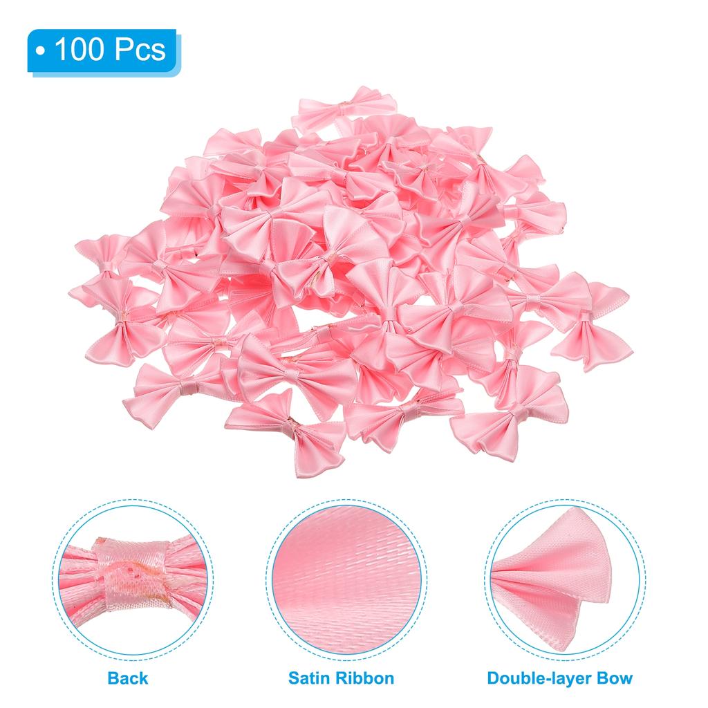 100 Pcs 2.4" Mini Bow Tie Satin Ribbon Bows Ties Twist Tie Bows Little Bowknot Embellishments for Sewing Gift Craft Wrapping