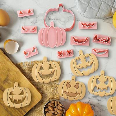 Halloween Pumpkin Cookie Cutter Biscuit Pastry Fondant Molds Pack Of 10 Pastry Fondant Molds With Replaceable Expressions For