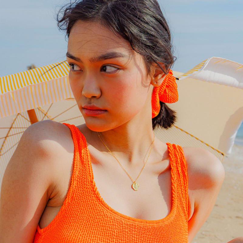 PSUCHE CRINKLE SCRUNCHIE _FANTA ORANGE