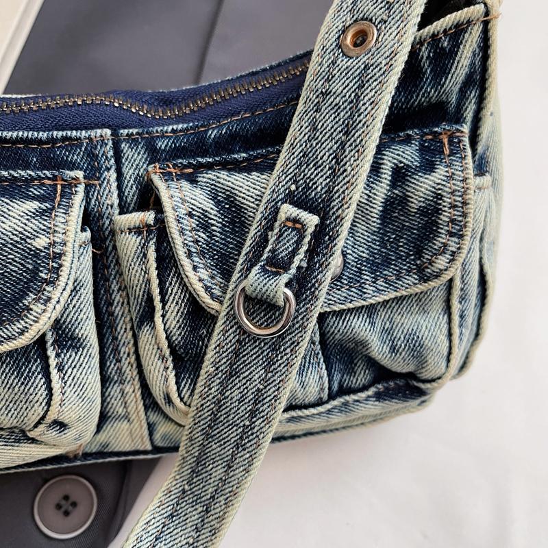 Vintage Denim Underarm Bag Women's Shoulder Bag