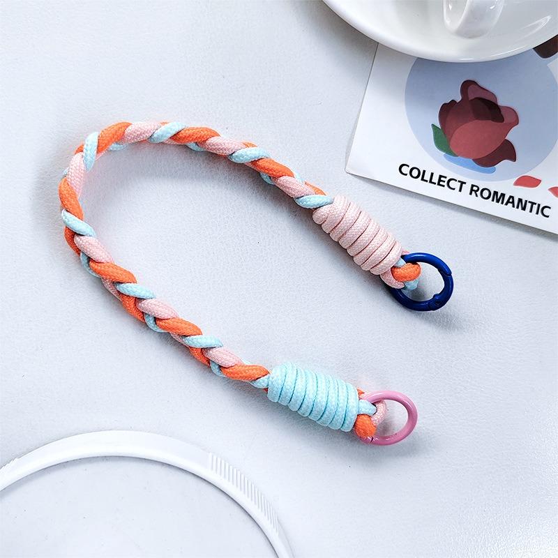 Dopamine Color Braided Three-strand Twist Short Rope Mobile Phone Lanyard Water Cup Keychain Universal Portable