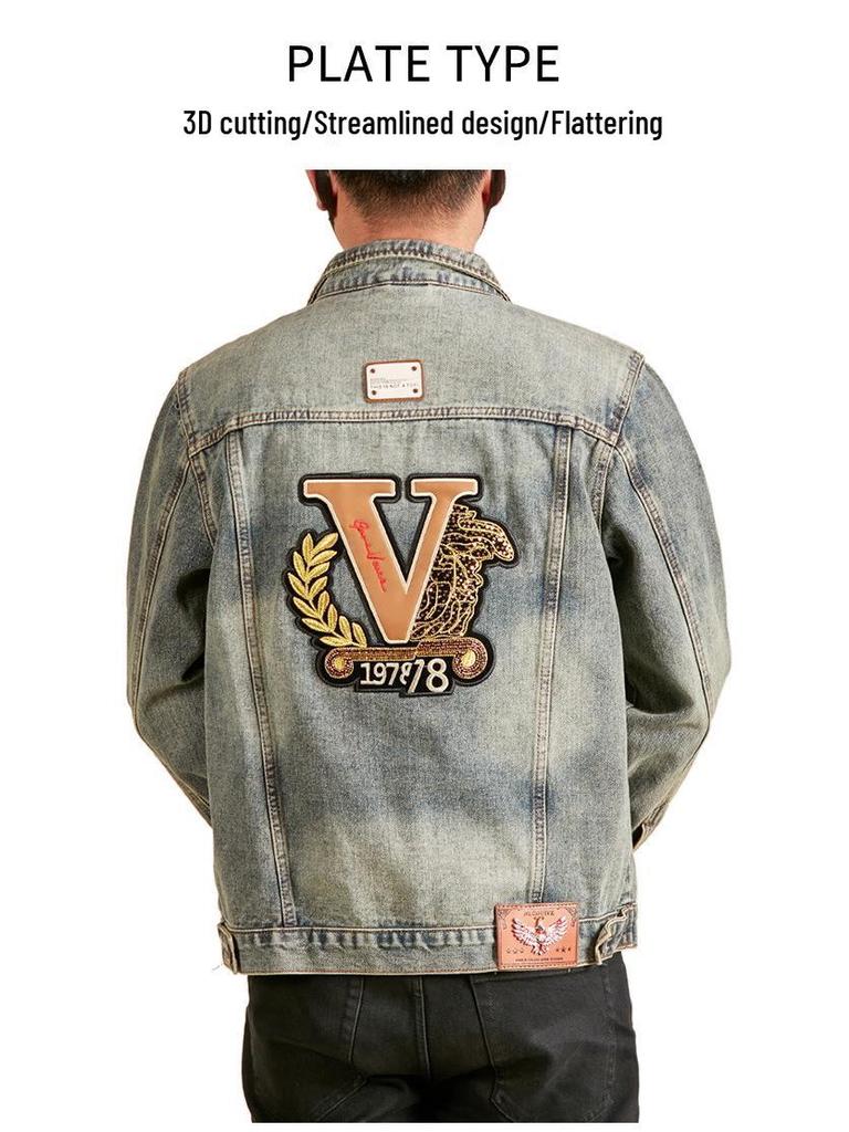 Xintang Men's Wear | Retro Denim Jacket - Trendy Loose Fit, Casual Hong Kong Style for Spring and Autumn