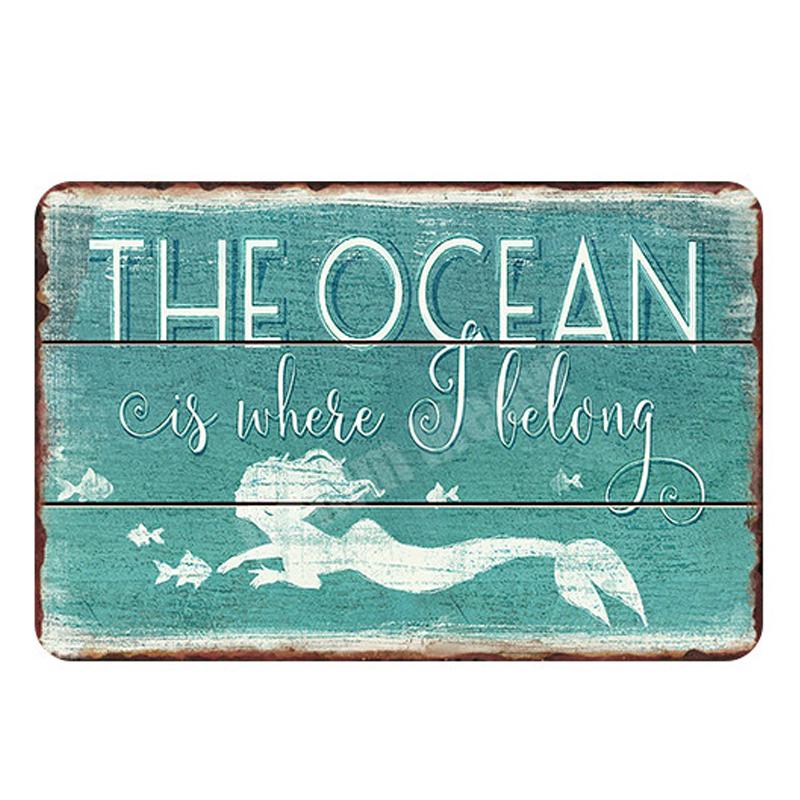 Life Is A Beach Plaque Vintage Metal Tin Signs Bar Outdoor Decorative Plates Mermaid Wall Stickers Ocean Poster Home Decor N250