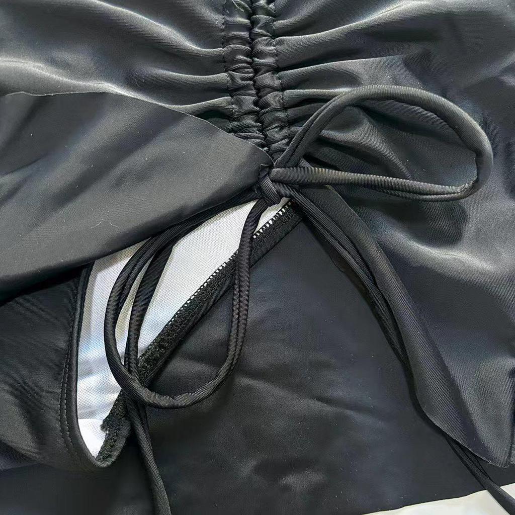 Solid Color Lace-up Skirted Bikini - Sexy European & American Style 2022.