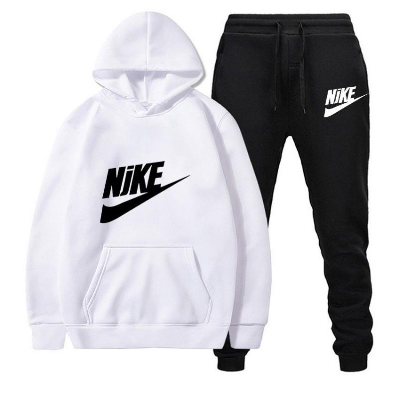 Modny zestaw unisex z nadrukiem: bluza z kapturem i spodnie dresowe