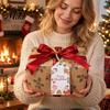 Small Paper Labels 50 Pcs Christmas Gift Tags, Merry Thick with Tree Ornaments Jute Rope for Holiday Wrapping, DIY Crafts, New Year Party Favors