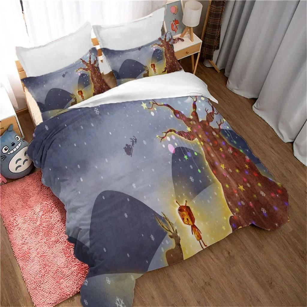 Rådjur Påslakan King/Queen Storlek, Vilda Djur Hjortar Eldmönster Tryck Sängkläder Set För Tonåringar Vuxna Män, Brun Älg Djur Täcke