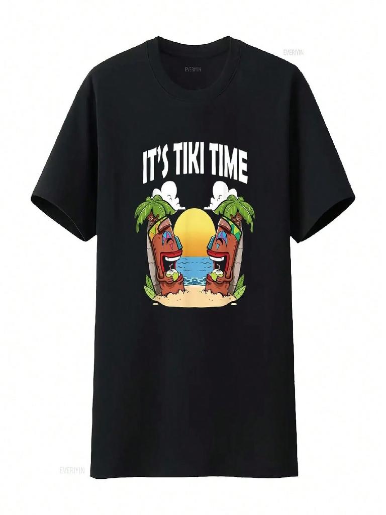 Tiki T Shirt Men Head It S Time Hawaiian Luau Women Vintage Washed Designer Clothes Stretched Comfortable Versatile