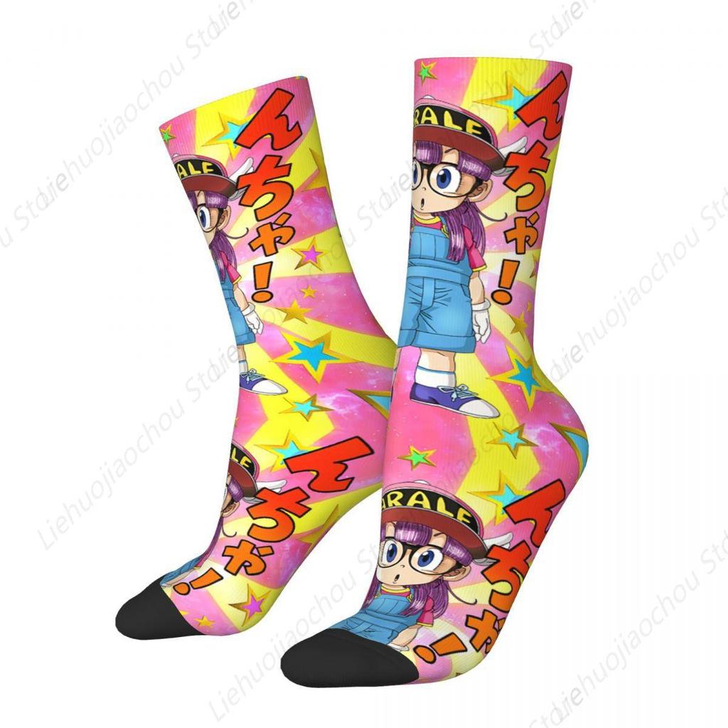 Casual Arale Anime Cute Soccer Socks Dr Slump Polyester Long Socks for Women Men