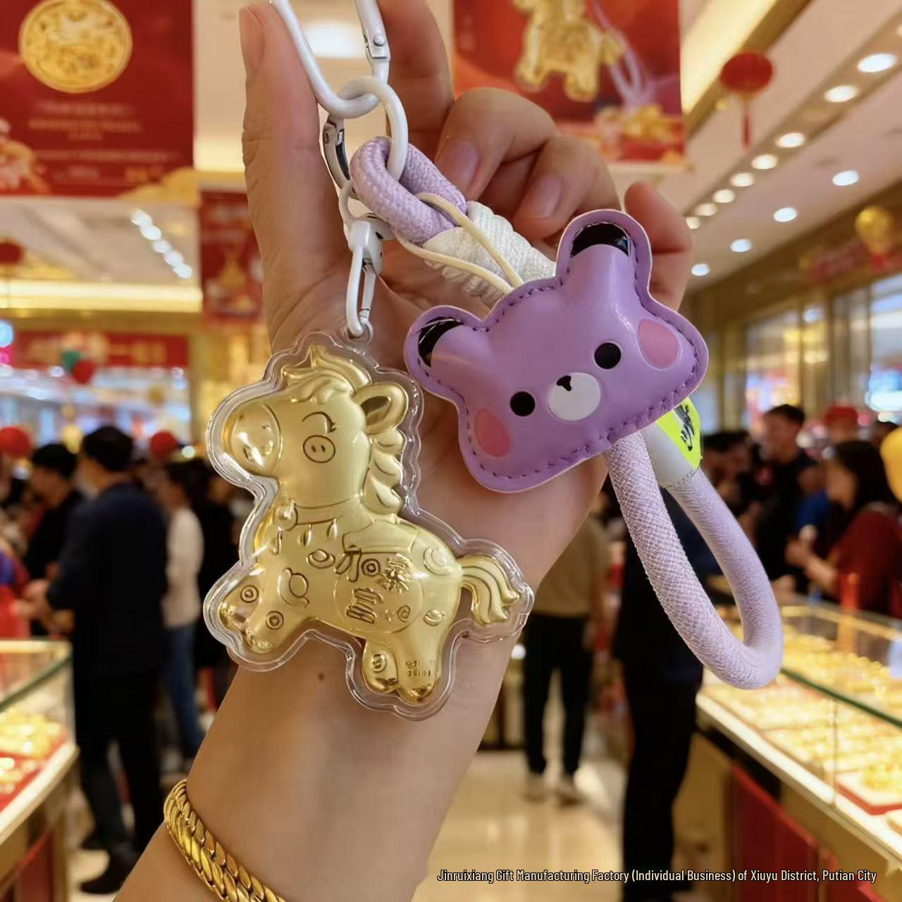 999 Pure Gold Wealth Attracting Bear Keychain Pendant - Get Rich Gift for Girlfriend or Best Friend Excludes Gold