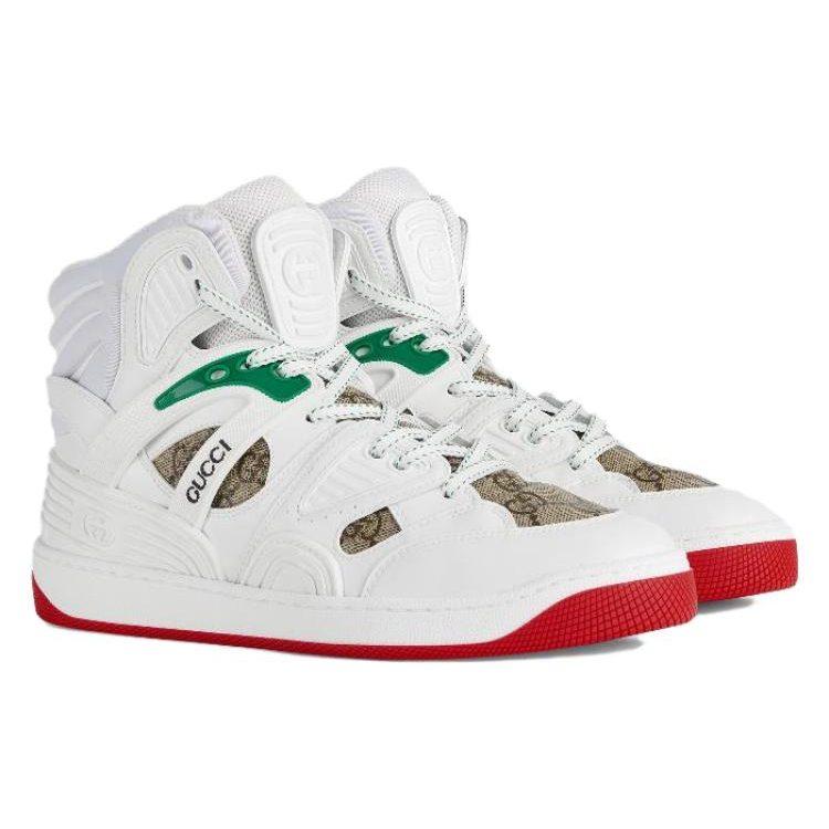Gucci Wmns Basket Sneaker High 'White Demetra Red' Women's 676111 2SHG0 9076