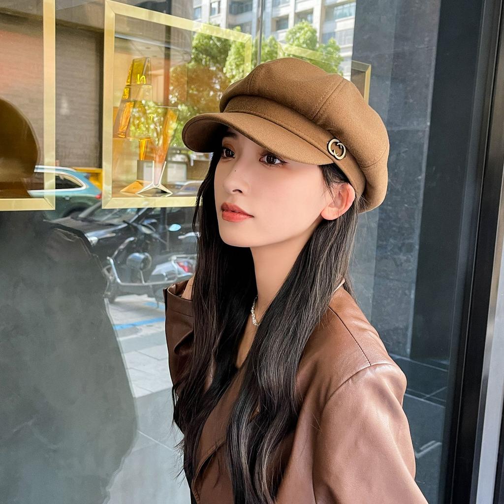 Hats for Women Autumn and Winter Japanese Retro Octagonal Hat Korean Style Fashion Versatile Painter Newspaper Baby Hat Fashion Baseball Hat