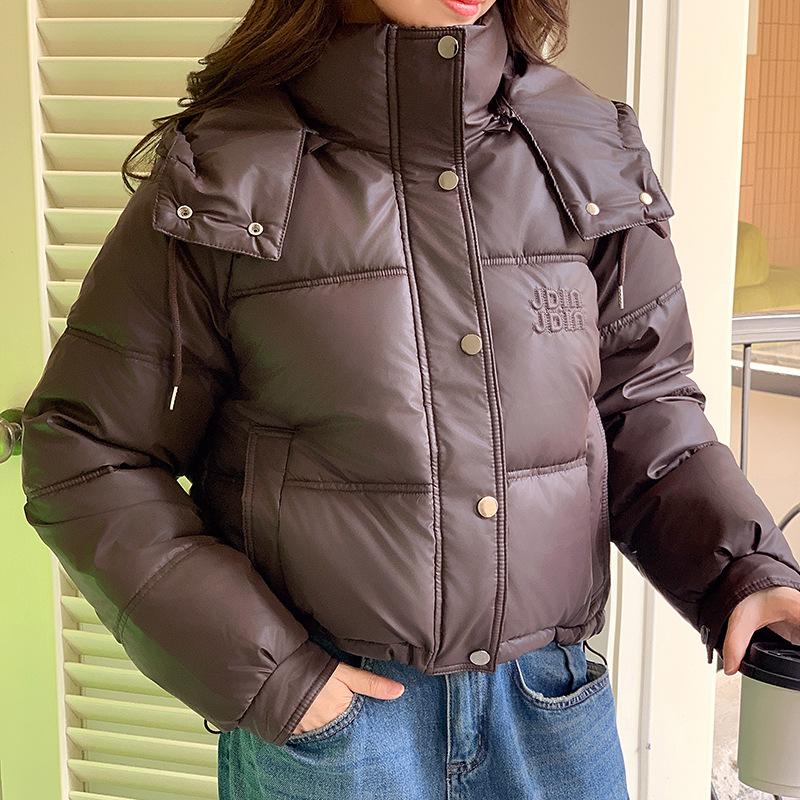 Winter New Loose Cotton-padded Women's Short Hooded Padded Leather Cotton-padded Jacket Coat