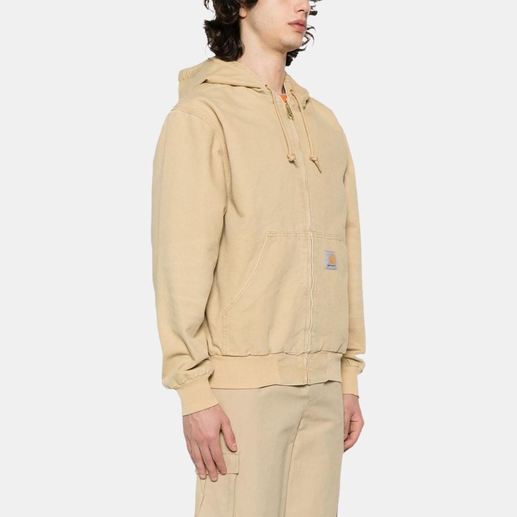 Carhartt WIP SS24 Active Jacket Classic Square Label Kangaroo Pocket Long Sleeve Hooded Loose Jacket Men Jackets Khaki I032939-1YH-3K