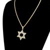 Exquisite Hip Hop Star of David Pendant Men Women Gold Color Star Inlaid Zircon Necklace Charm Trend Jewelry Birthday Gift