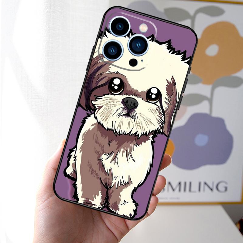 

Мультяшный чехол для телефона с собакой Ши-тцу для iPhone 16 15 14 13 12 Mini 11 Pro XS Max XR X 7 8 Plus Задняя крышка iPhone 7 8