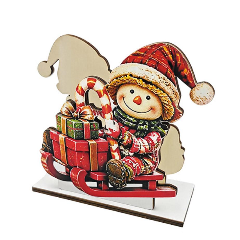 Christmas Wooden Napkin Holder with 3D Snowman Design, Festive Holiday Tabletop Decor for Dining and Kitchen