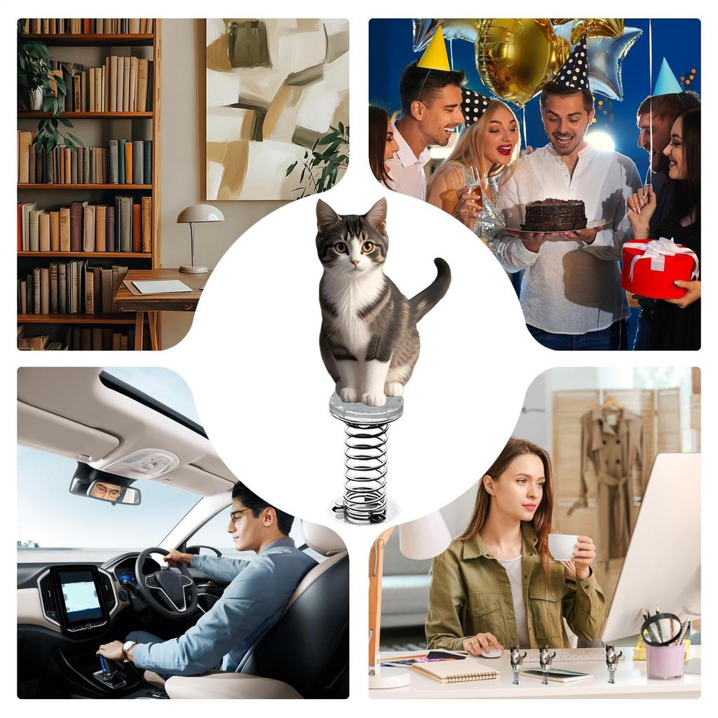 Uroczy Akcesorium do Samochodu na Deskę Rozdzielczą - Ozdoba w Kształcie Główki Kota 2D, Figurka na Deskę Rozdzielczą Biurko, Idealna do