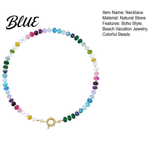 Exquisite Design Necklace Stone Beads Colorful Beaded Choker Boho Summer