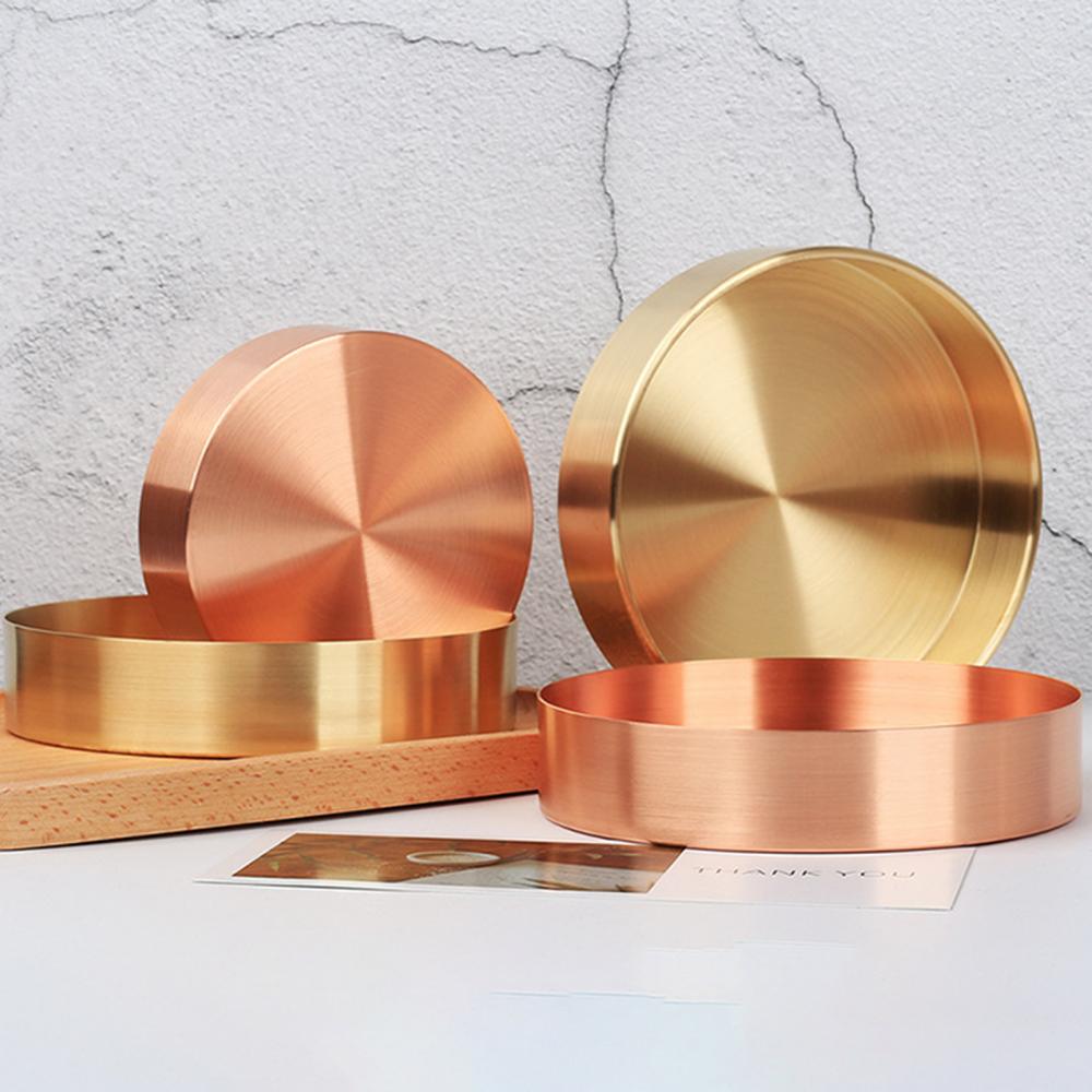 Nordic Retro Tray Round Brass Storage Rack Diaplay Mold Household Tool Home Living Room Vintage Decorative Ornament