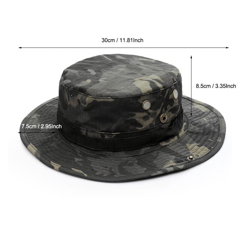 Sombrero de Pesca Camuflaje Hombre, Gorro Boonie Ala Ancha con Pasamontañas, Plegable, Accesorio Táctico Exterior