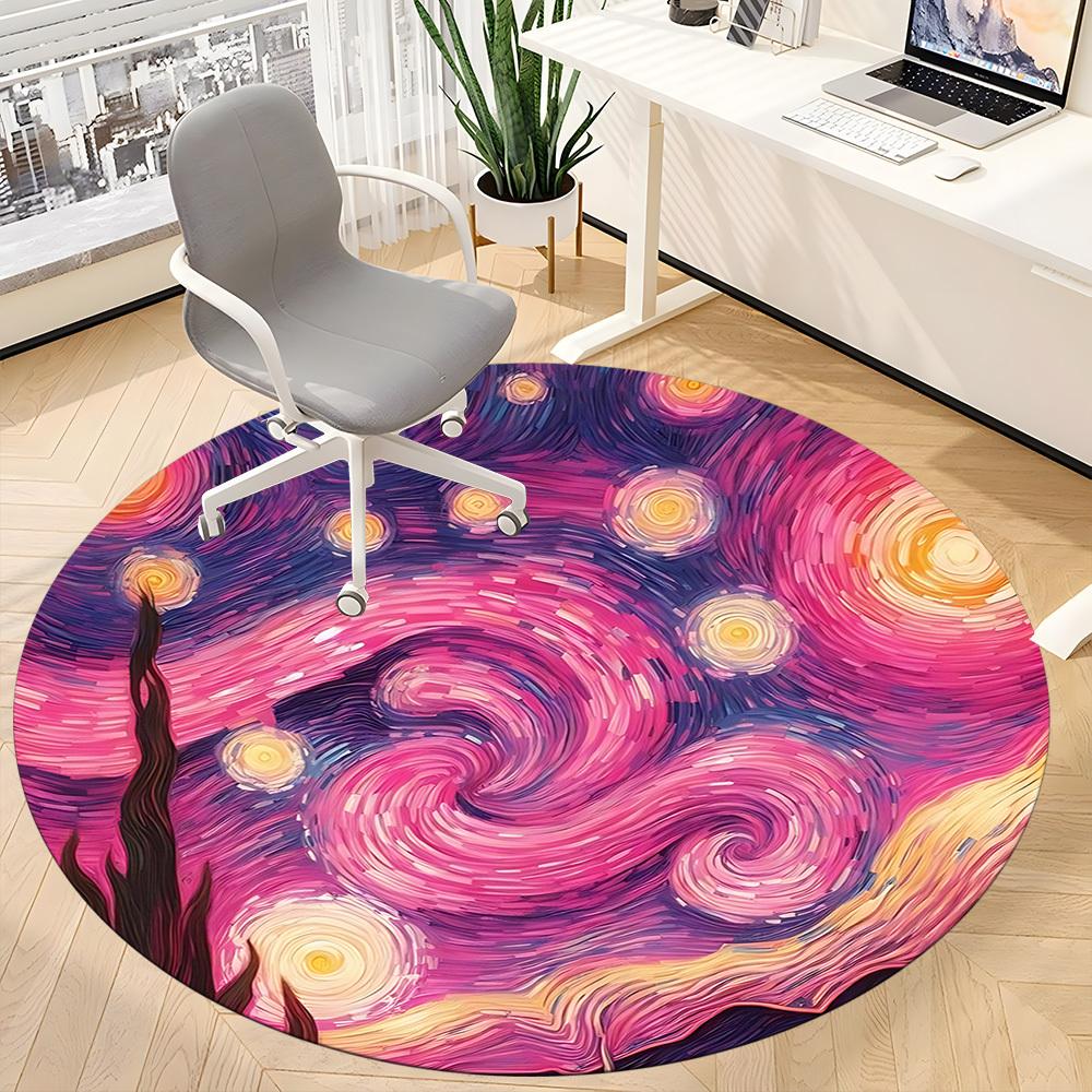 1PC Spiral Galaxy Office Round Area Rug, Indoor Mat Suitable ForOffice, Under Office Chairs Bedroom Living Room Home Decor, Room Deco f049