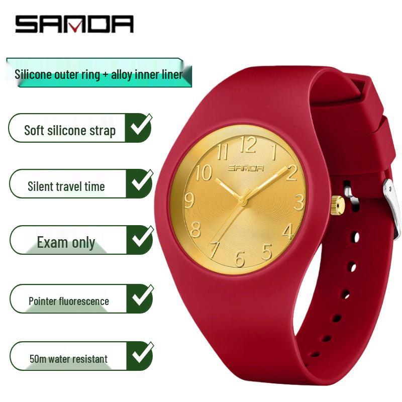 Sanda Unisex Lehké silikonové sportovní hodinky - Vodotěsné a tiché módní pro studenty