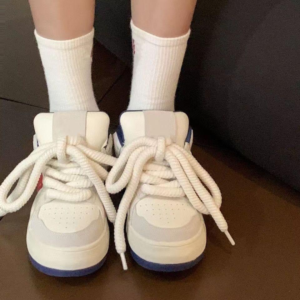 Platform Bread Shoes Women's Spring and Autumn New Trendy Niche Original Student Retro Sports Breathable Board Shoes