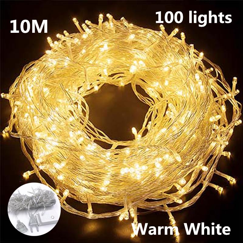 

Наружные рождественские огни Светодиодные гирлянды Сказочный свет Праздничные огни Освещение елочной гирлянды 10M теплый белый