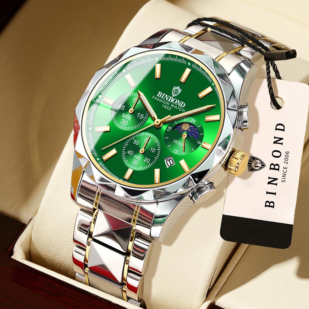 BINBOND Top Seller Luminous Waterproof Quartz Wristwatch For Men Accurate Reloj Luxury Auto Date Chronograph Men's Watches