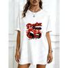 Oversized T Shirt Black Streetz Graphic Print With Red Lips And Text Design For Casual Wear