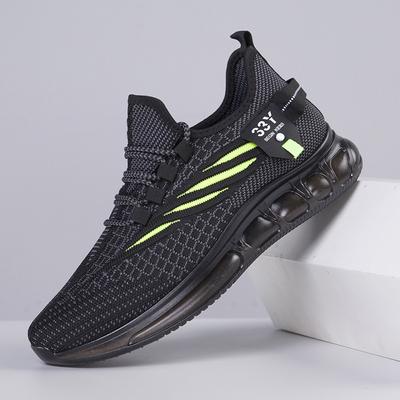 Men's Shoes for Winter New Style Flying Knitted Breathable Men's Casual Sports Shoes National Trend Fashionable Jelly Bottom Men's Shoes