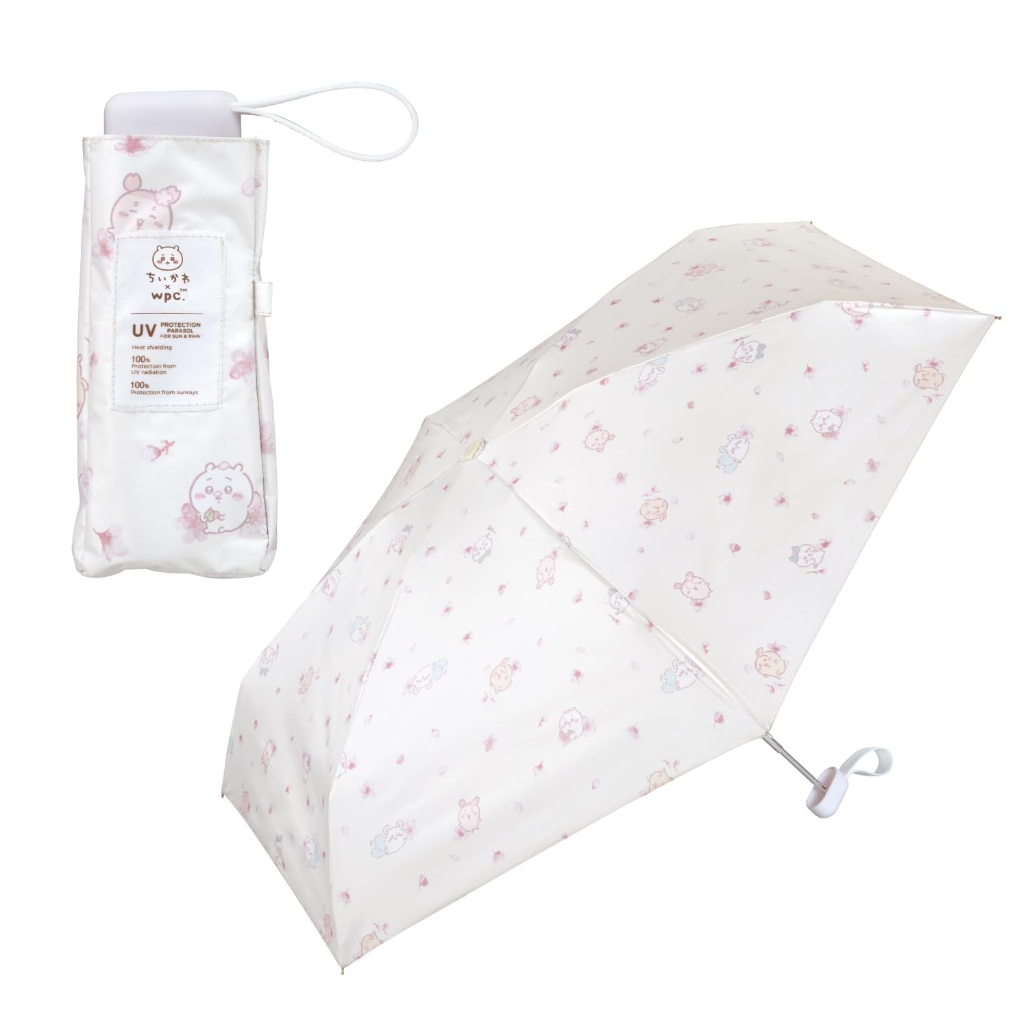 

Зонт от солнца Chikawa Cherry Blossom Viewing Mini Off shadowing, защищающий от ультрафиолета как от солнца, так и от складного зонта Hachiware Rabbit Flying Squirrel Bookstore