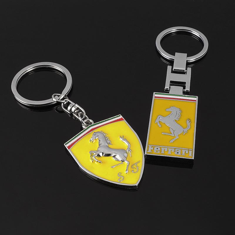 For Ferrari Roma 488 Portofino F8 Roma Spider SF90 Superfast 3D Metal Car Logo Keychain Keyring Men's and Women's Key Decoration