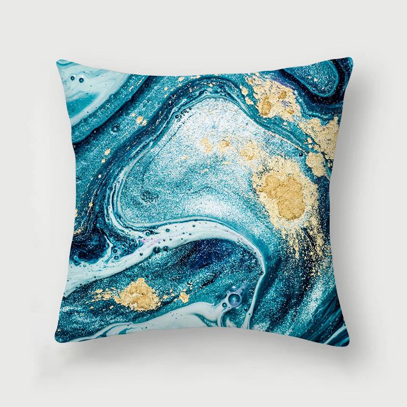 Nordic Blue Marble Polyester Pillowcase Sea Rock Texture Bedside Sofa Chair Throw Pillow Cushion Cover Home Decor Cushion Cover