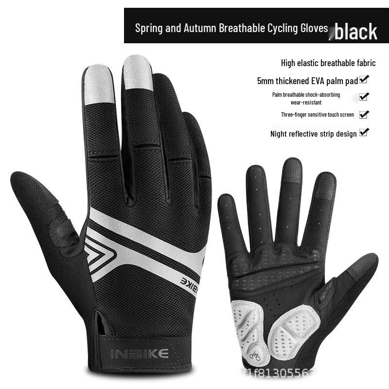 

INBIKE Full Finger Anti-Slip Cycling Gloves - Breathable for Mountain & Road Biking, Spring & Autumn 2XL чёрный